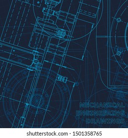 Blueprint. Technical cyberspace, backgrounds. Machine-building industry