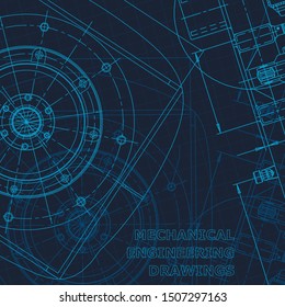 Blueprint. Technical cyberspace, backgrounds. Machine-building industry