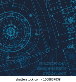 Blueprint. Technical cyberspace, backgrounds. Machine-building industry