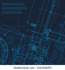 Blueprint. Technical cyberspace, backgrounds. Machine-building industry