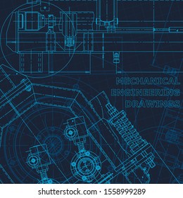 Blueprint. Technical cyberspace, backgrounds. Machine-building industry