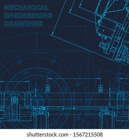 Blueprint. Technical cyberspace, backgrounds. Machine-building industry