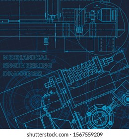 Blueprint. Technical cyberspace, backgrounds. Machine-building industry