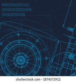 Blueprint. Technical cyberspace, backgrounds. Machine-building industry
