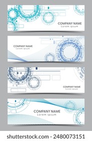 blueprint techno gear business card template background front and back  