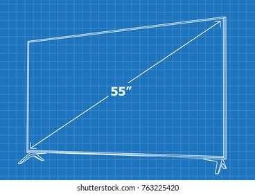 Blueprint of TV screen lcd, plasma.