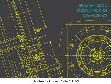 Blueprint. Vector drawing. Mechanical instrument making. Gray