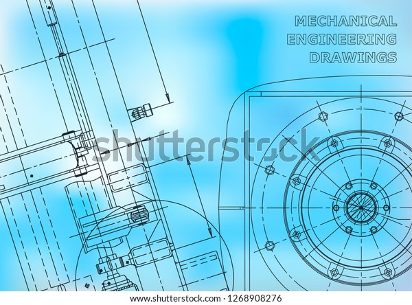 Blueprint. Vector drawing. Mechanical instrument\
making. Blue