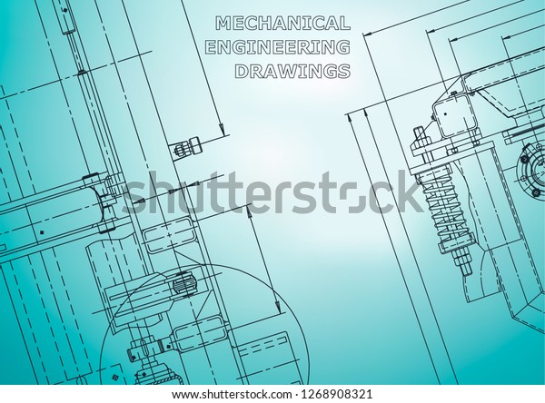 Blueprint. Vector engineering drawing. Mechanical\
instrument making. Light\
blue