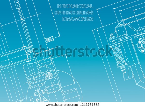 Blueprint. Vector engineering drawing. Mechanical
instrument making. Blue and
white