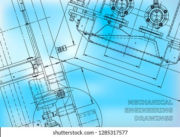 Blueprint. Vector engineering drawings. Mechanical instrument making. Technical abstract backgrounds. Technical. Blue