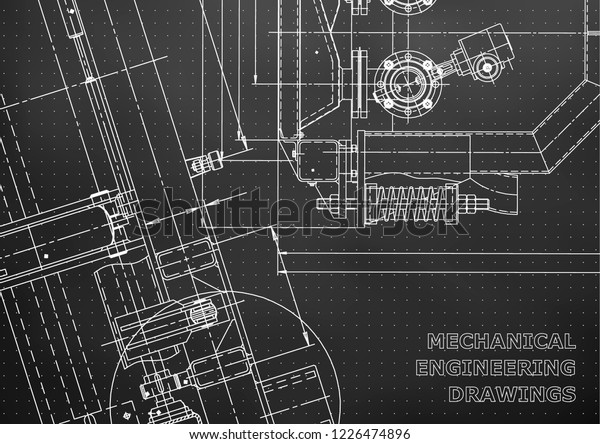 Blueprint. Vector\
engineering drawings. Mechanical instrument making. Technical Black\
background. Points