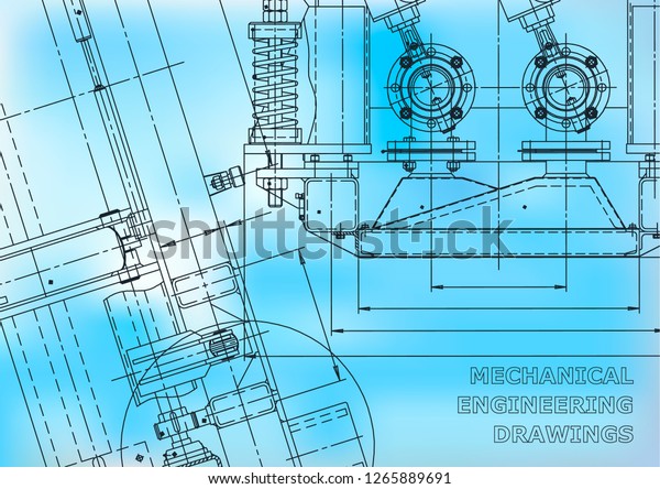 Blueprint. Vector engineering drawings. Mechanical\
instrument making. Technical abstract backgrounds. Technical\
illustration. Blue