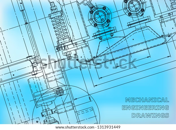 Blueprint. Vector engineering drawings. Mechanical\
instrument making. Technical abstract backgrounds. Technical\
illustration, cover.\
Blue