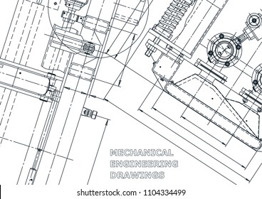 Blueprint. Vector engineering illustration. Computer aided design systems. Instrument-making drawings