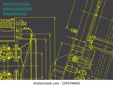 Blueprint. Vector engineering illustration. Computer aided design systems. Instrument-making drawings. Mechanical engineering drawing. Technical illustrations, background. Gray