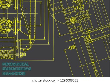 Blueprint. Vector engineering illustration. Computer aided design systems. Instrument-making drawings. Mechanical engineering drawing. Technical illustration. Gray