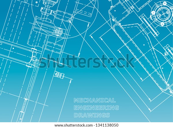 Blueprint. Vector engineering illustration.\
Computer aided design systems. Instrument-making drawings.\
Mechanical engineering drawing. Blue and\
white
