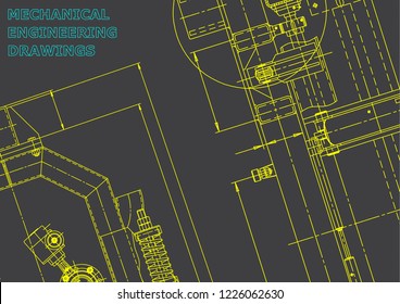 Blueprint. Vector engineering illustration. Cover, flyer, banner, background. Instrument-making drawings. Mechanical engineering drawing. Technical illustrations, backgrounds. Scheme, plan. Gr