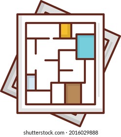 blueprint vector flat color icon