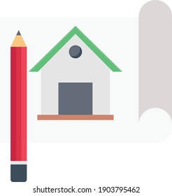 blueprint vector flat colour icon