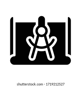 icono plano de glifo vectorial blueprint 