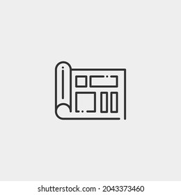 Signo de la ilustración del icono del vector de huella azul