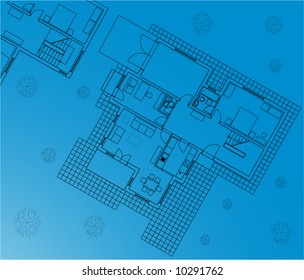blueprint vector of interior and outside