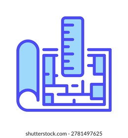 Blueprint Vector Line Icon for Architecture and Engineering