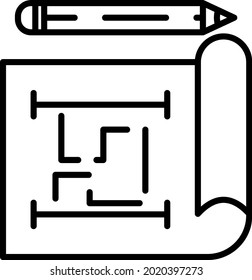 Blueprint Vector Line Icon Design
