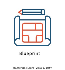 Blueprint Vector Two Color Icon. Eps file 10
