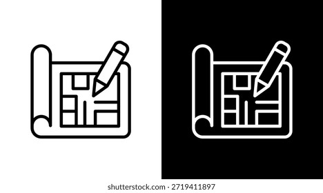 Diseño de conjunto de iconos blancos de Blueprint