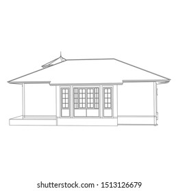 Blueprint or Wire-frame style. modern architecture exterior. architecture abstract. 