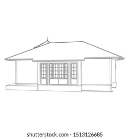 Blueprint or Wire-frame style. modern architecture exterior. architecture abstract. 