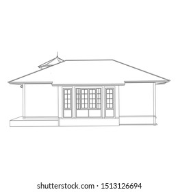 Blueprint or Wire-frame style. modern architecture exterior. architecture abstract. 