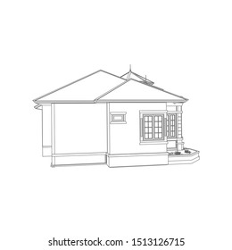 Blueprint or Wire-frame style. modern architecture exterior. architecture abstract. 