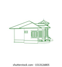 Blueprint or Wire-frame style. modern architecture exterior. architecture abstract. 