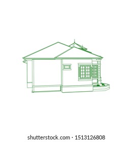 Blueprint or Wire-frame style. modern architecture exterior. architecture abstract. 