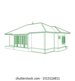 Blueprint or Wire-frame style. modern architecture exterior. architecture abstract. 