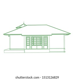 Blueprint or Wire-frame style. modern architecture exterior. architecture abstract. 