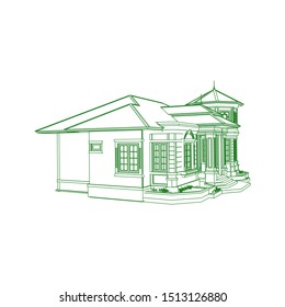 Blueprint or Wire-frame style. modern architecture exterior. architecture abstract. 