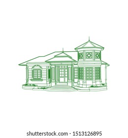 Blueprint or Wire-frame style. modern architecture exterior. architecture abstract. 