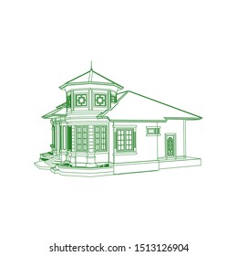 Blueprint or Wire-frame style. modern architecture exterior. architecture abstract. 