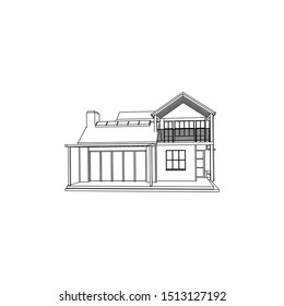 Blueprint or Wire-frame style. modern architecture exterior. architecture abstract. 