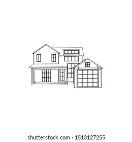 Blueprint or Wire-frame style. modern architecture exterior. architecture abstract. 