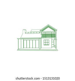 Blueprint or Wire-frame style. modern architecture exterior. architecture abstract. 