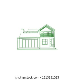 Blueprint or Wire-frame style. modern architecture exterior. architecture abstract. 