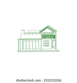 Blueprint or Wire-frame style. modern architecture exterior. architecture abstract. 