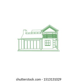 Blueprint or Wire-frame style. modern architecture exterior. architecture abstract. 