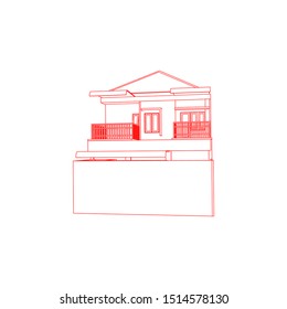 Blueprint or Wire-frame style. modern architecture exterior. architecture abstract. 